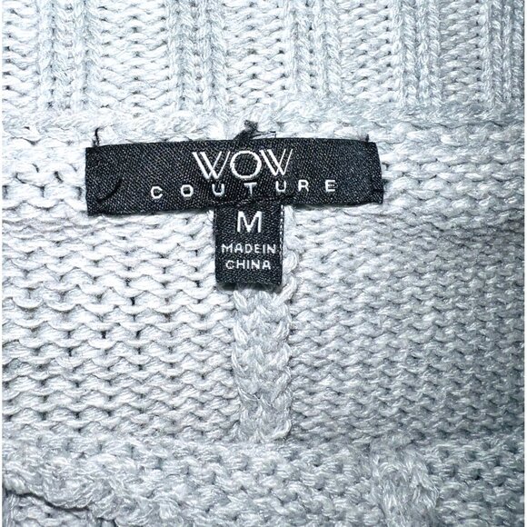 Wow Couture Gray Knit Sweater Medium Womens Long Sleeve Pullover - Picture 3 of 3